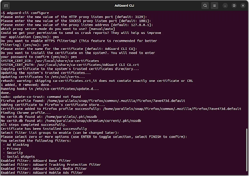 run configuration wizard